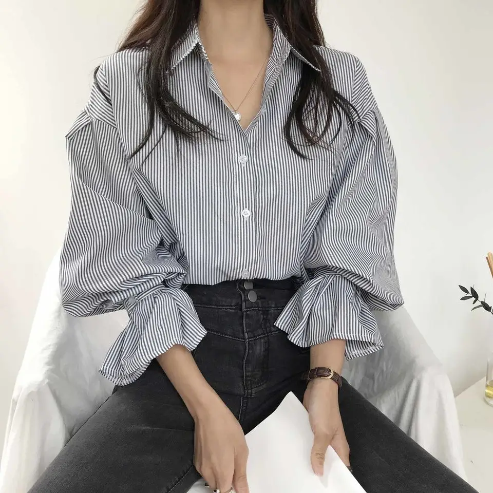 Women's Striped Lantern Long Sleeve Shirt - Image 4