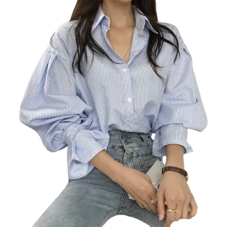 Women's Striped Lantern Long Sleeve Shirt - Image 7