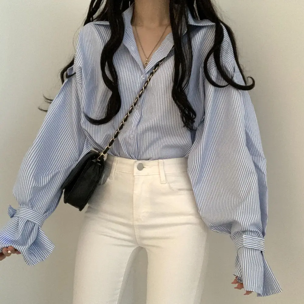 Women's Striped Lantern Long Sleeve Shirt — feature 12