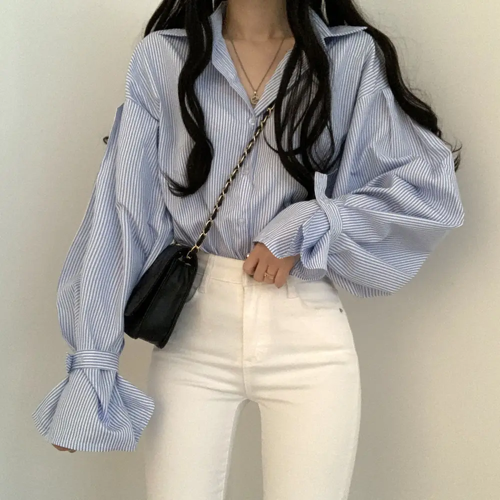 Women's Striped Lantern Long Sleeve Shirt — feature 13