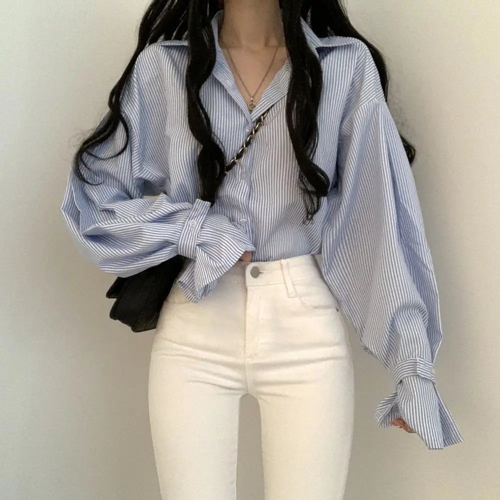 Women's Striped Lantern Long Sleeve Shirt — feature 14