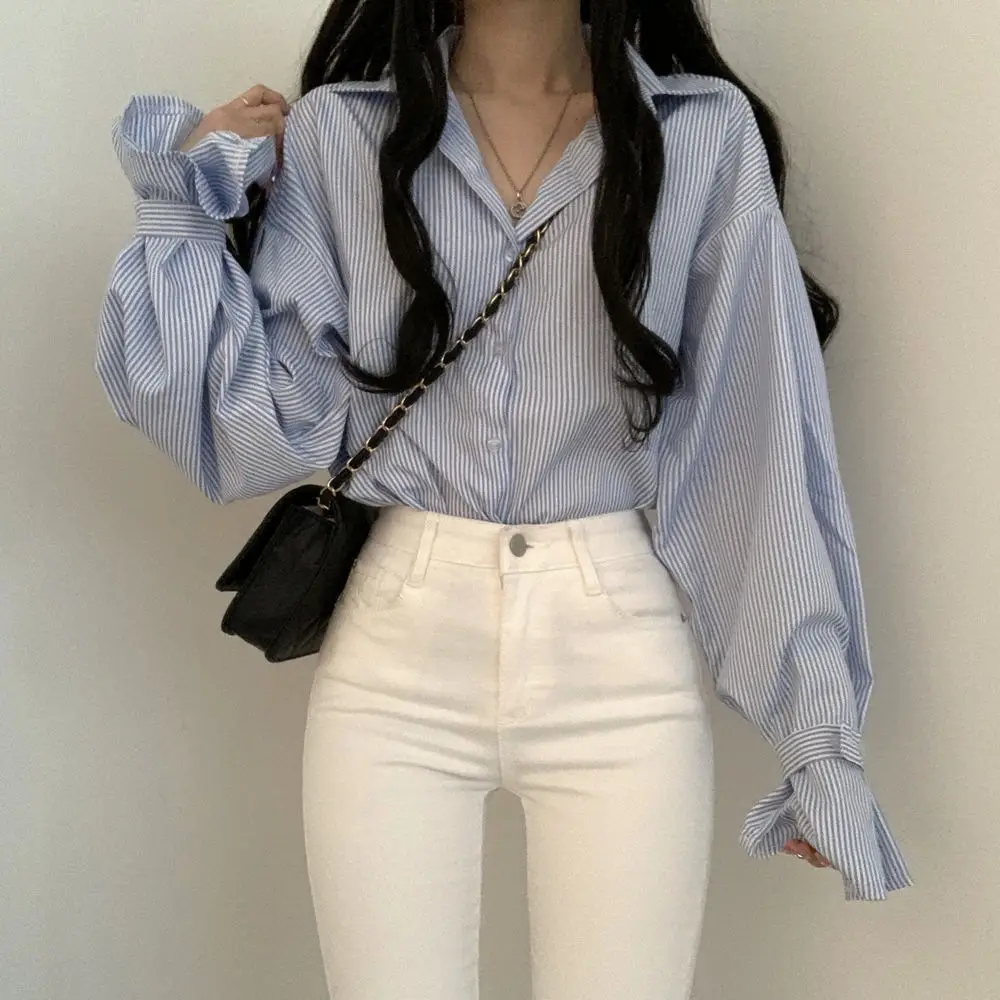 Women's Striped Lantern Long Sleeve Shirt — feature 15