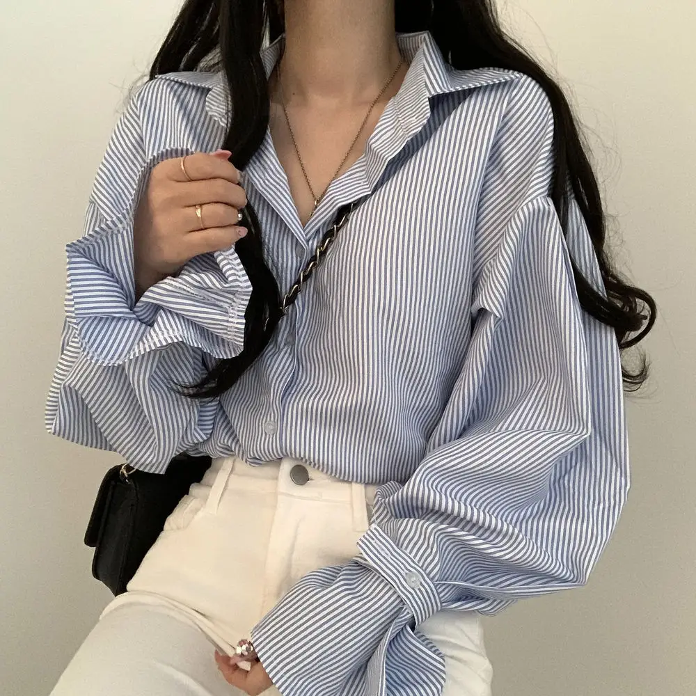Women's Striped Lantern Long Sleeve Shirt — feature 16
