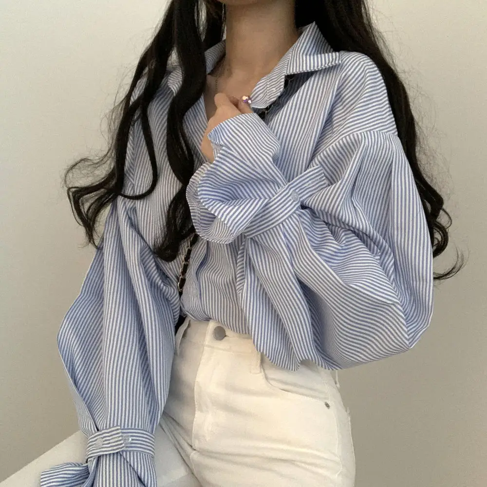 Women's Striped Lantern Long Sleeve Shirt — feature 17