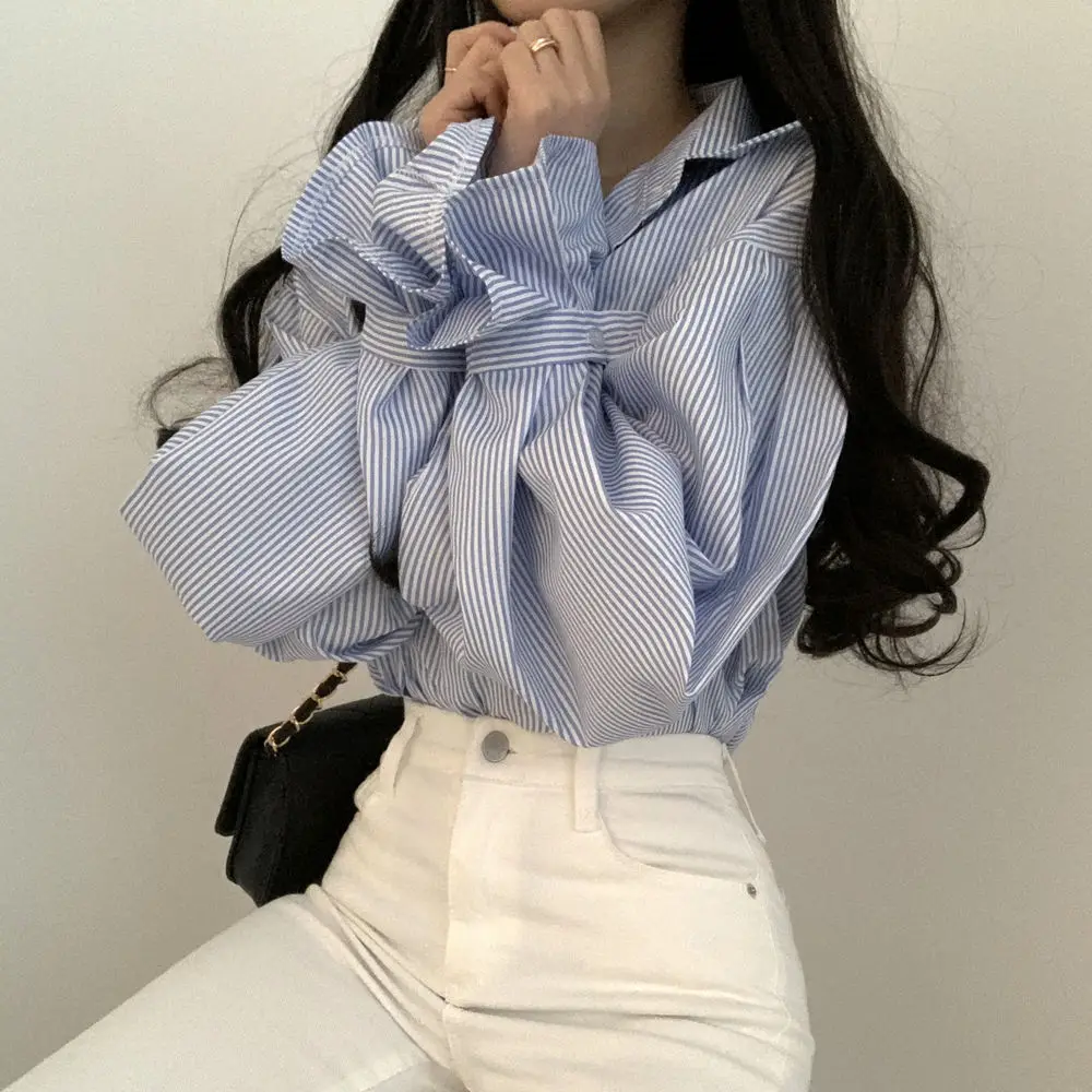 Women's Striped Lantern Long Sleeve Shirt — feature 18