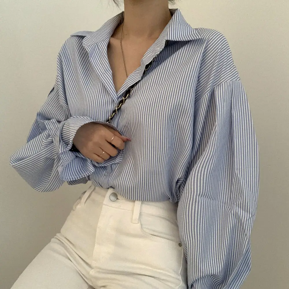 Women's Striped Lantern Long Sleeve Shirt — feature 20