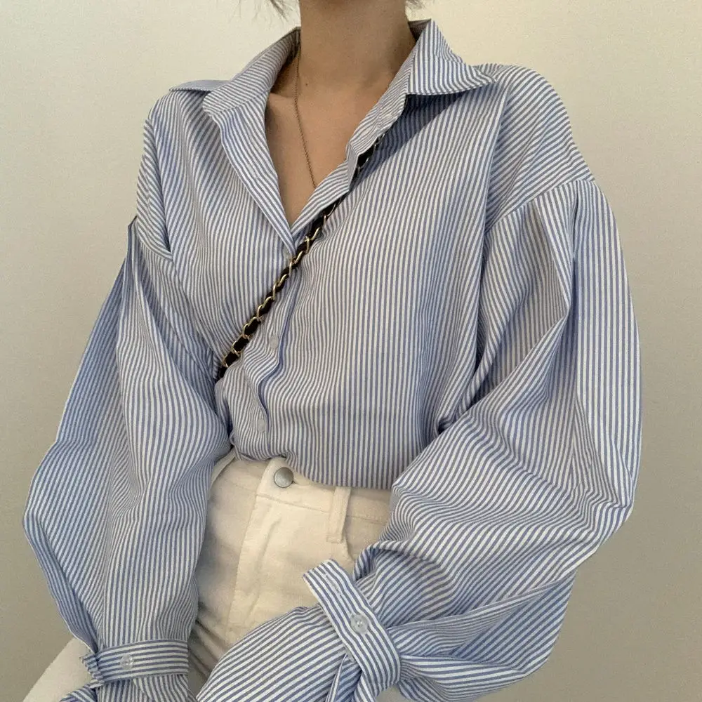 Women's Striped Lantern Long Sleeve Shirt — feature 21