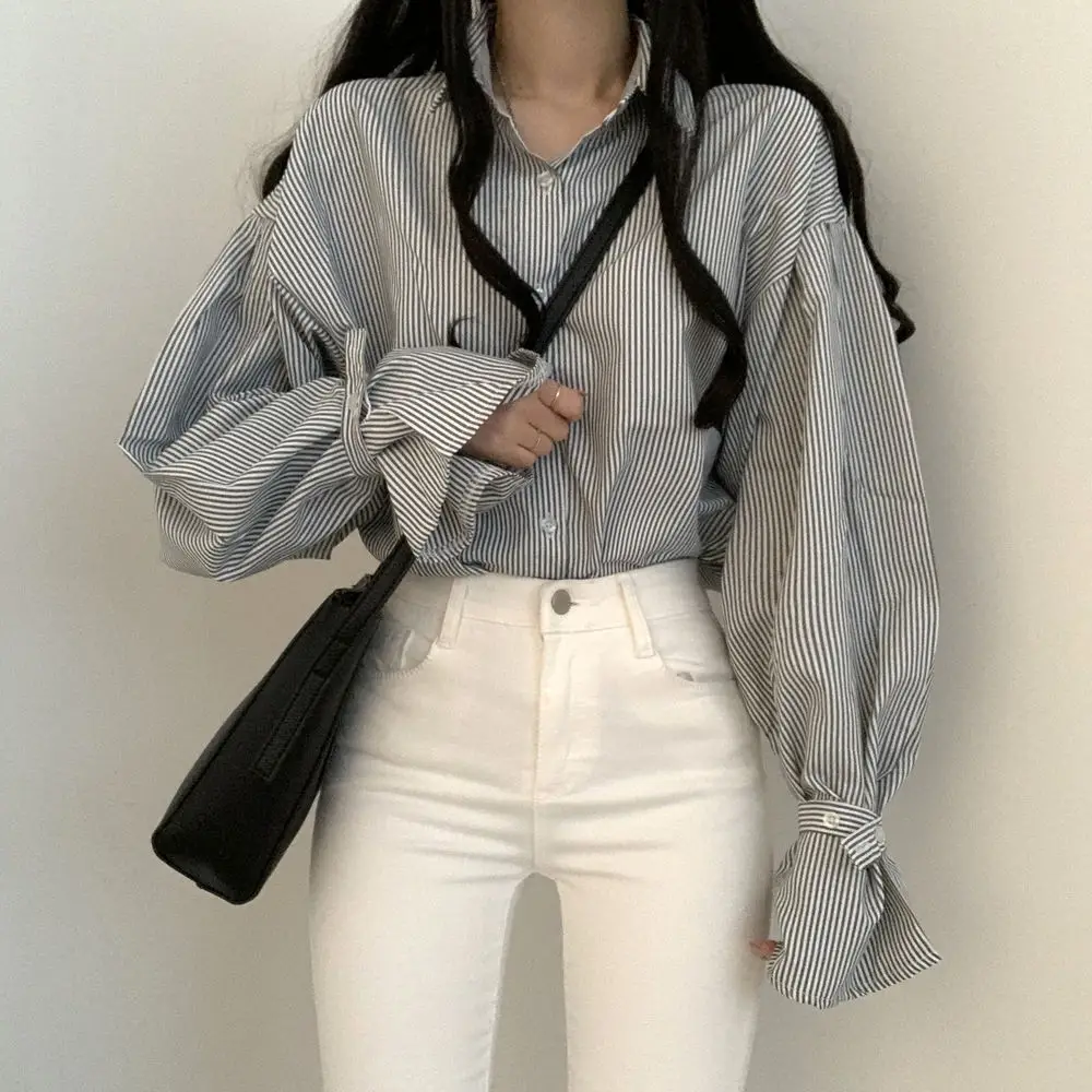 Women's Striped Lantern Long Sleeve Shirt — feature 3