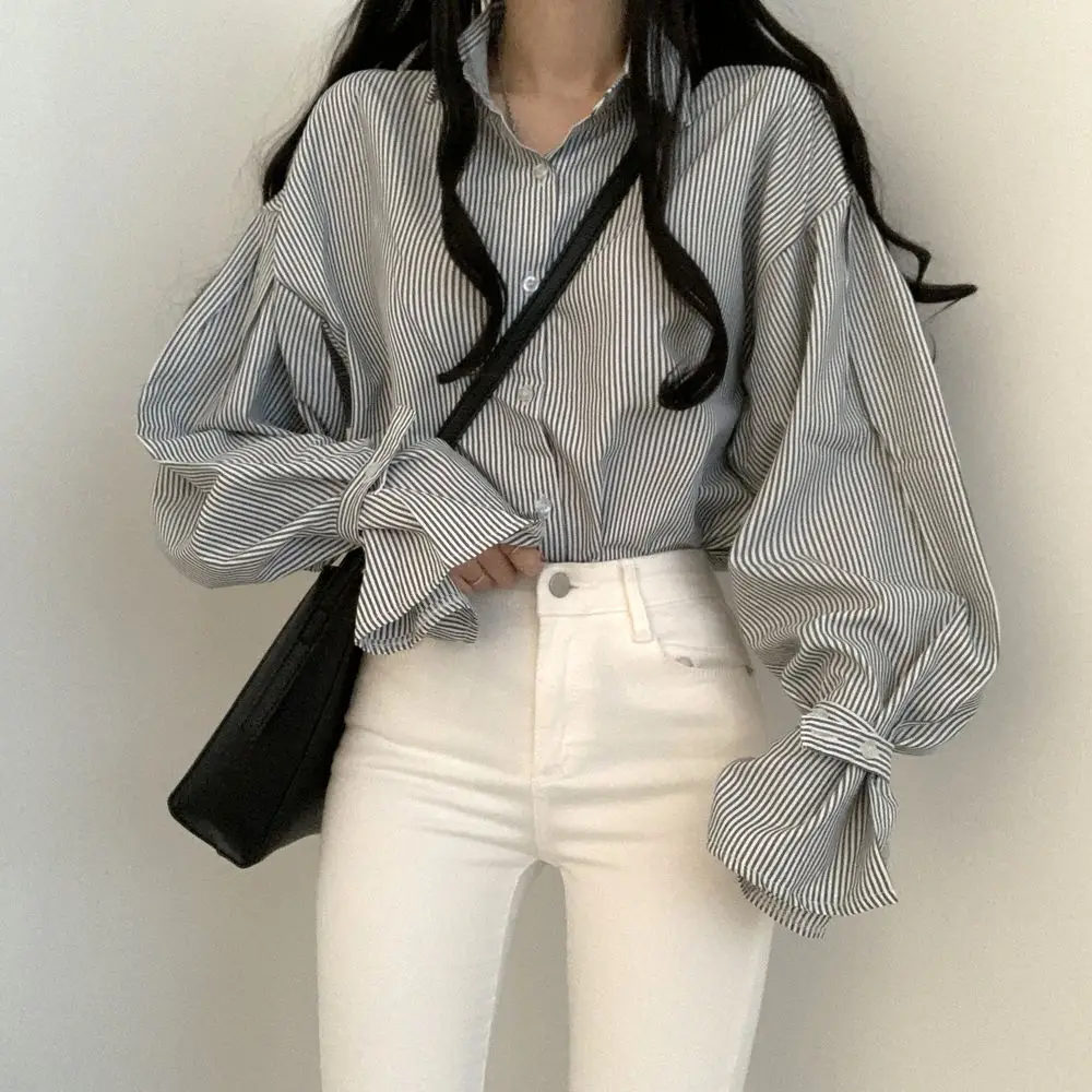 Women's Striped Lantern Long Sleeve Shirt — feature 5