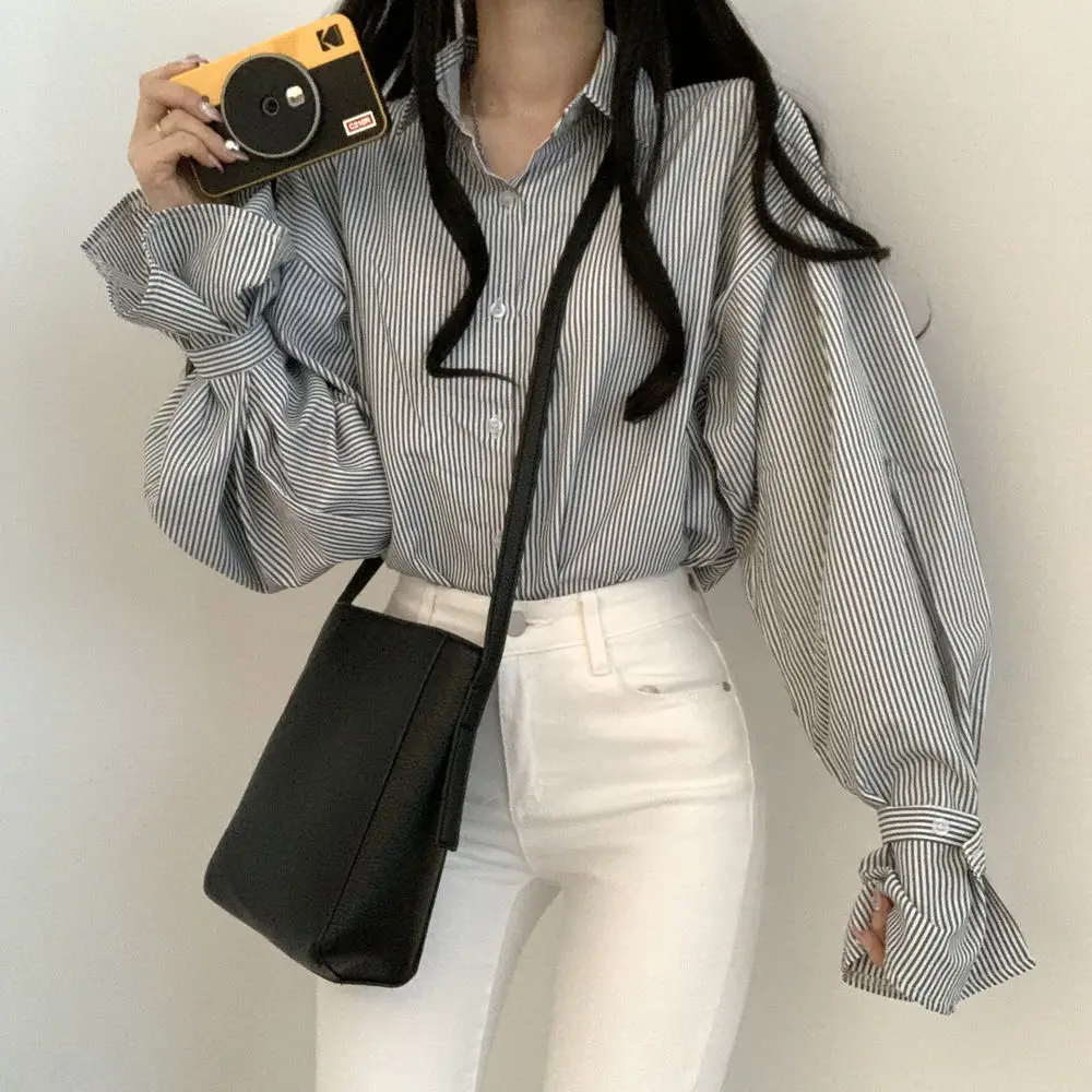 Women's Striped Lantern Long Sleeve Shirt — feature 6