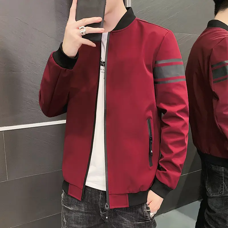 Men's Navy Blue Bomber Jacket Spring Autumn Casual - Image 7