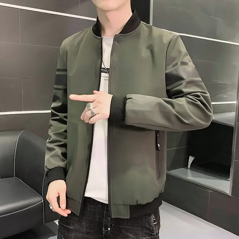 Men's Navy Blue Bomber Jacket Spring Autumn Casual - Image 8