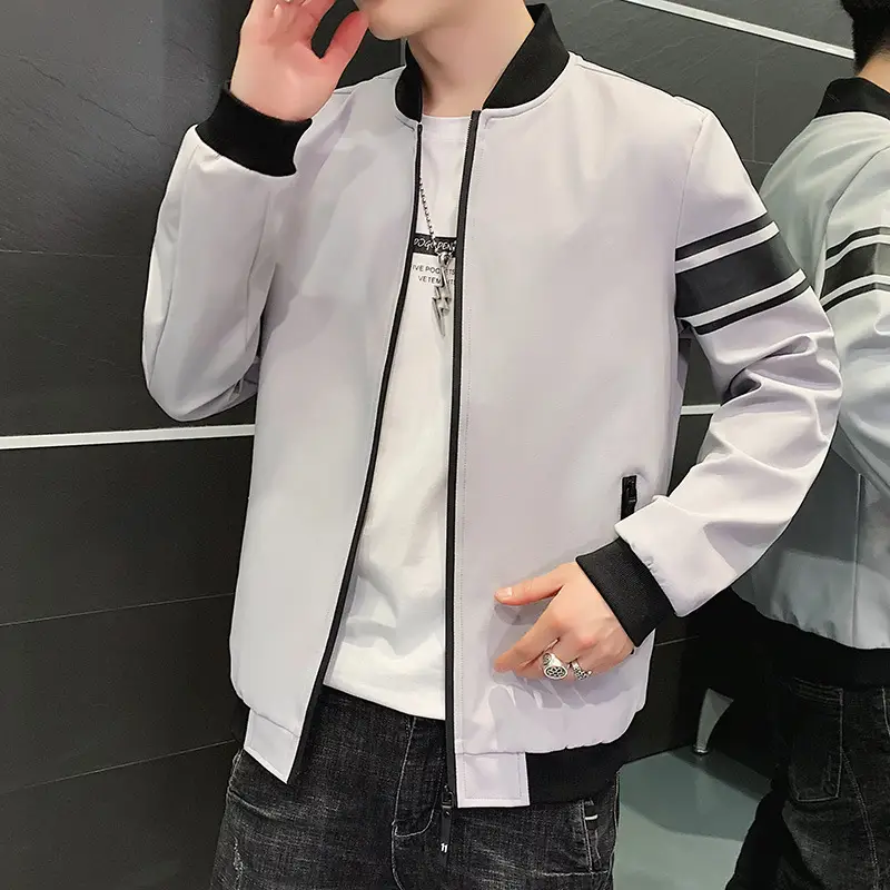 Men's Navy Blue Bomber Jacket Spring Autumn Casual - Image 2