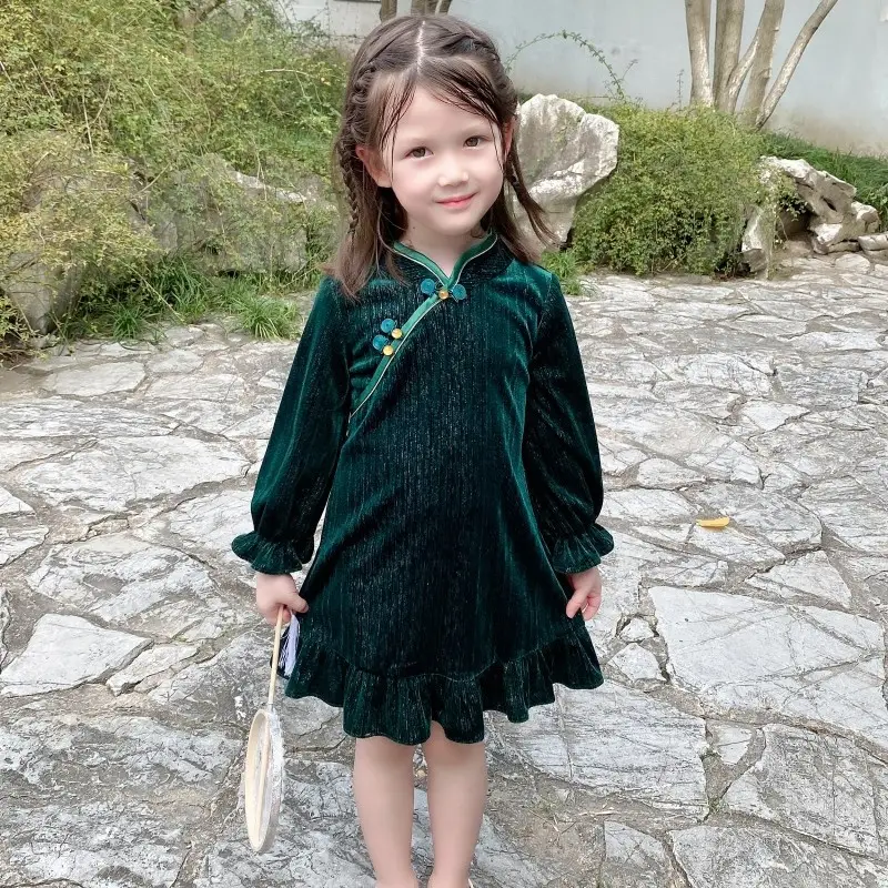 Girls Velvet Red Dress Small Medium Autumn Party Wear - Image 2