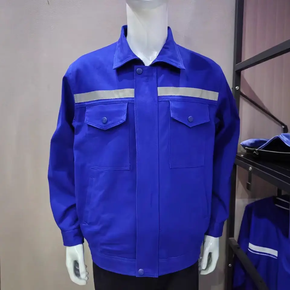 Men Blue Reflective Work Pants Slim Fit - Image 22