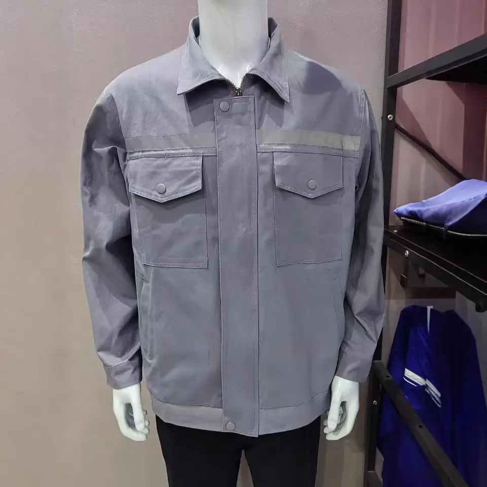 Men Blue Reflective Work Pants Slim Fit - Image 23