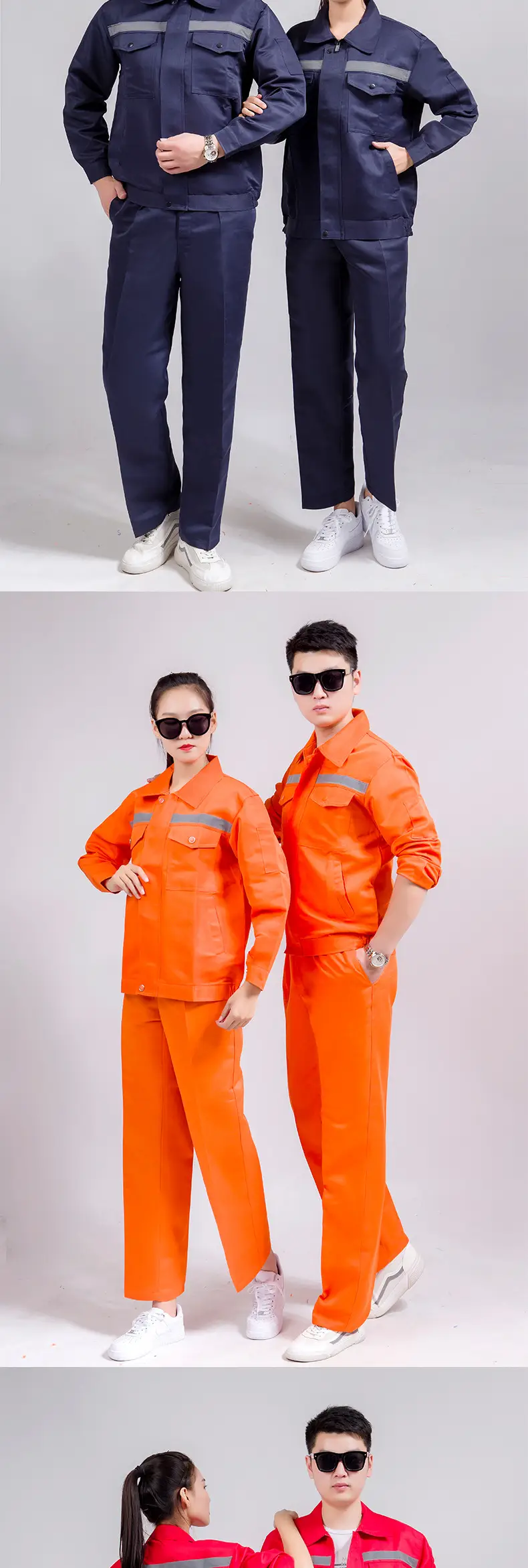 Men Blue Reflective Work Pants Slim Fit — feature 11