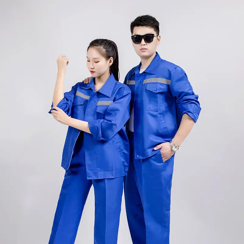 Men Blue Reflective Work Pants Slim Fit - Image 13