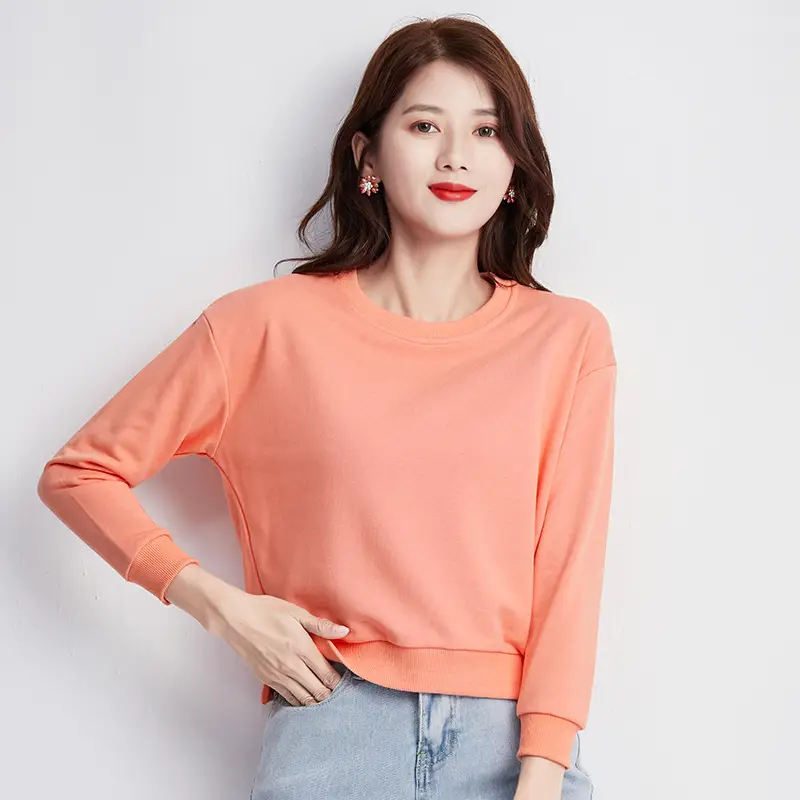 Women Cotton Long Sleeve Sweatshirt Pink 2025 - Image 10