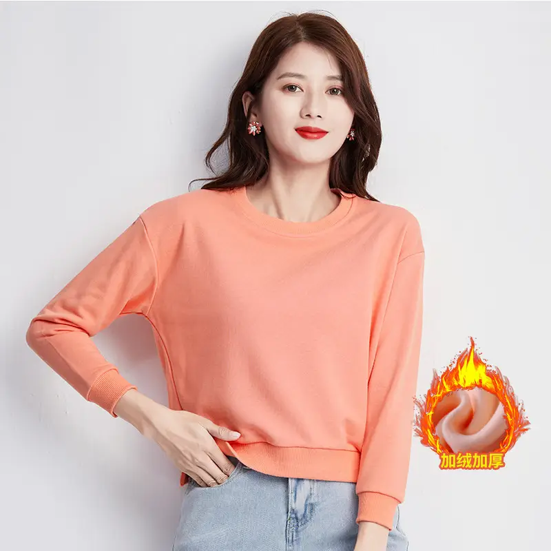 Women Cotton Long Sleeve Sweatshirt Pink 2025 - Image 11