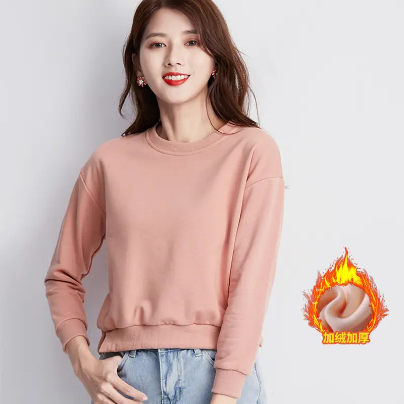 Women Cotton Long Sleeve Sweatshirt Pink 2025 - Image 4