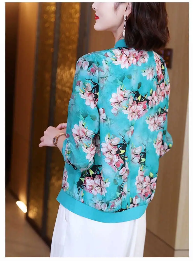 Women Floral Chiffon Sun Protective Long Sleeve Zipper Coat — feature 8