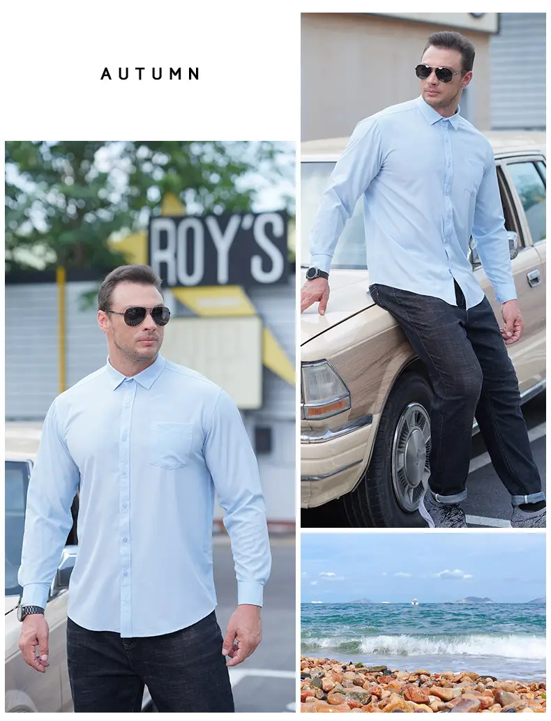 Men Maroon Long Sleeve Shirt Fat Guy All Season — feature 10