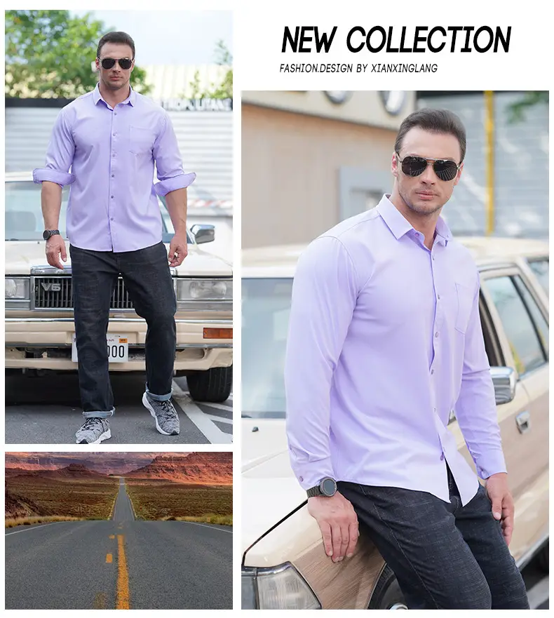 Men Maroon Long Sleeve Shirt Fat Guy All Season — feature 8
