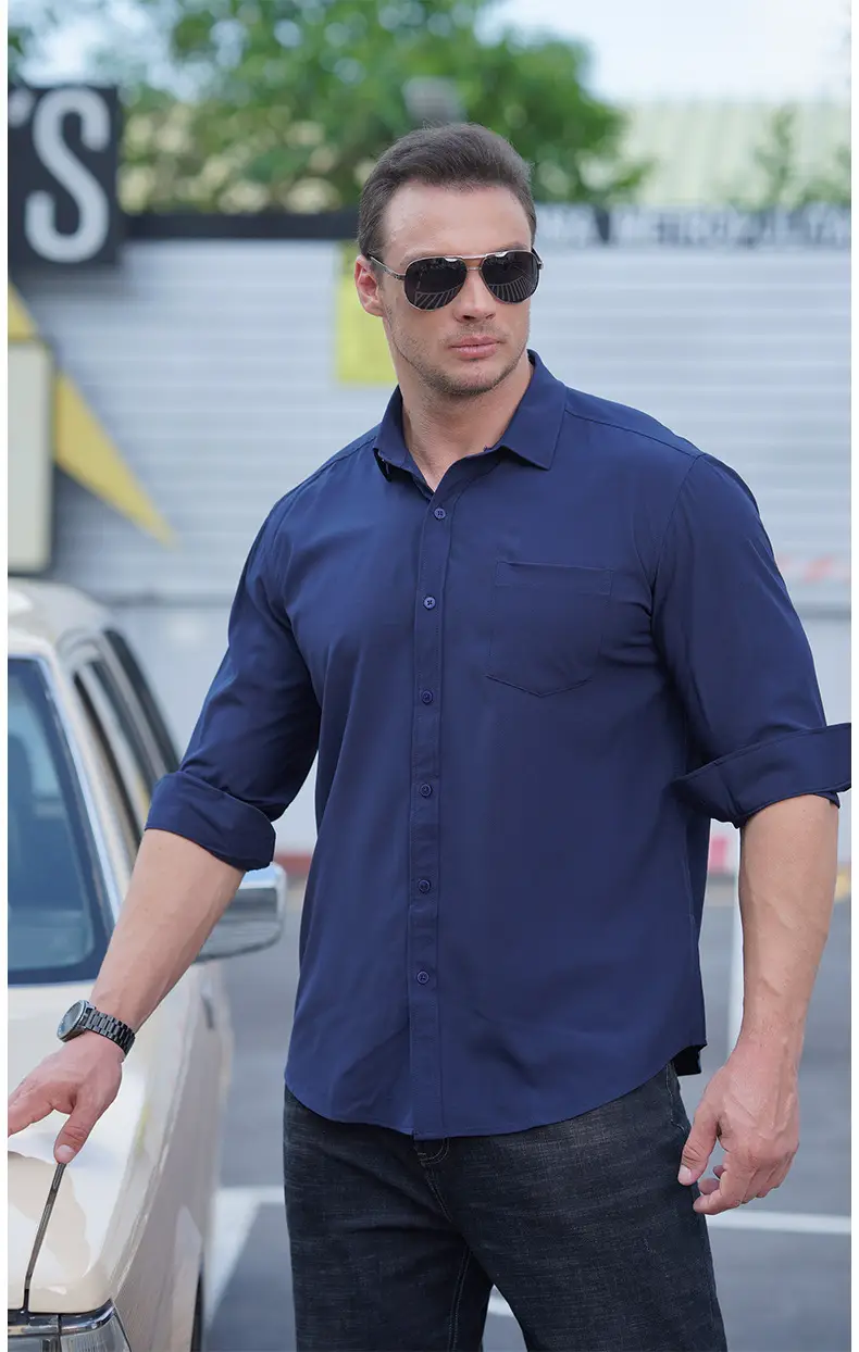 Men Maroon Long Sleeve Shirt Fat Guy All Season — feature 9