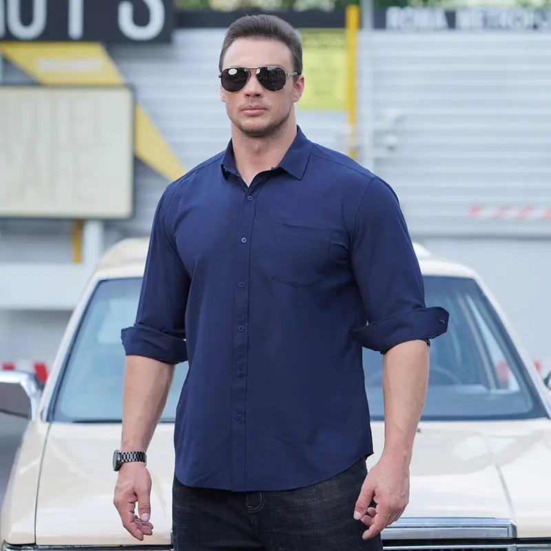 Men Maroon Long Sleeve Shirt Fat Guy All Season - Image 4