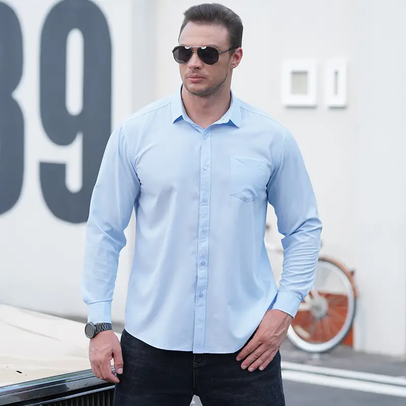 Men Maroon Long Sleeve Shirt Fat Guy All Season - Image 6