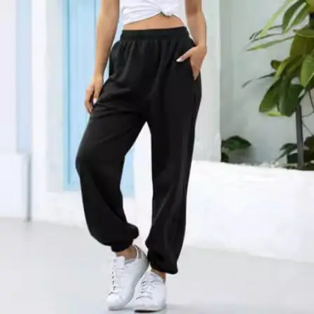 Women Elastic Wide Leg Pants White High Waist Casual - Image 6
