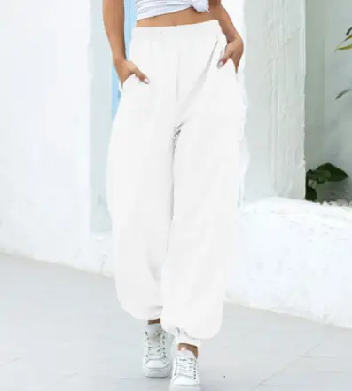Women Elastic Wide Leg Pants White High Waist Casual — feature 6