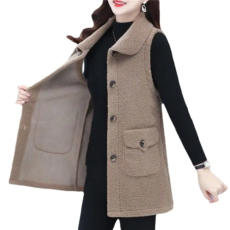 Red Imitation Cashmere Vest for Women Middle Age