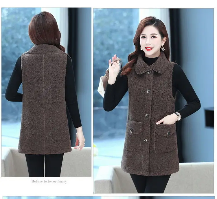 Red Imitation Cashmere Vest for Women Middle Age — feature 10