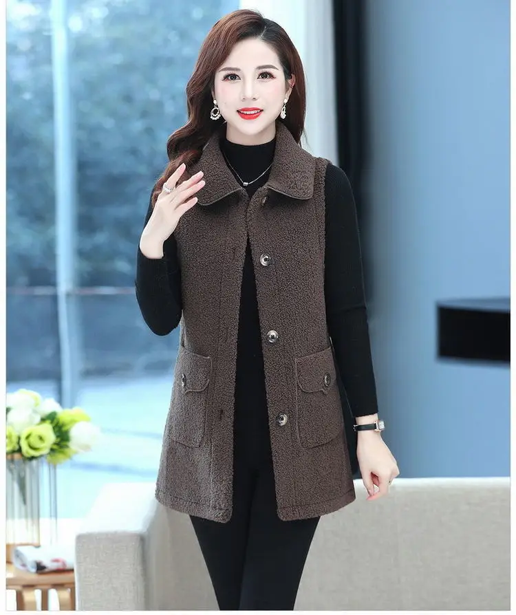 Red Imitation Cashmere Vest for Women Middle Age — feature 11
