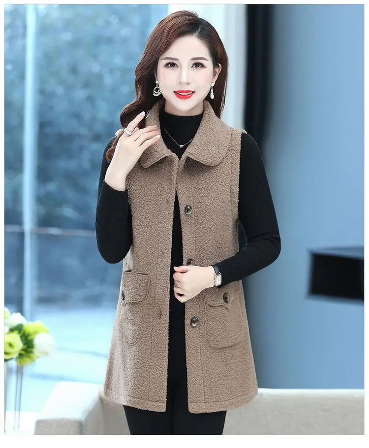 Red Imitation Cashmere Vest for Women Middle Age — feature 12