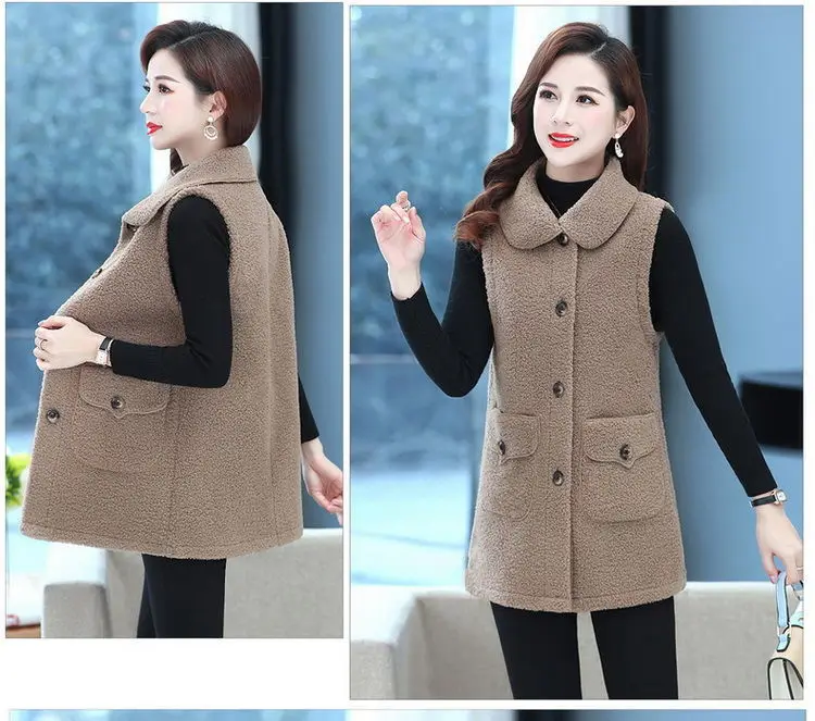 Red Imitation Cashmere Vest for Women Middle Age — feature 13