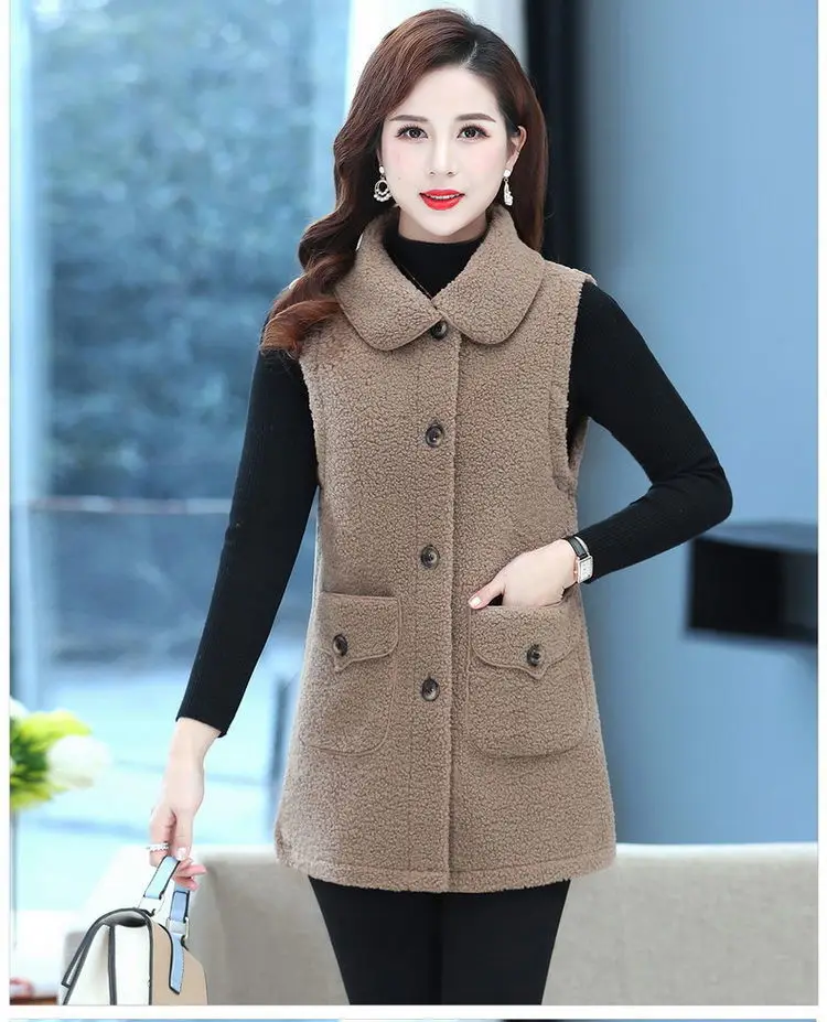 Red Imitation Cashmere Vest for Women Middle Age — feature 14