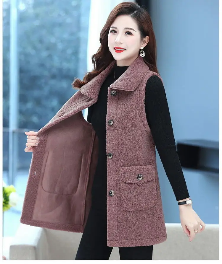 Red Imitation Cashmere Vest for Women Middle Age — feature 15