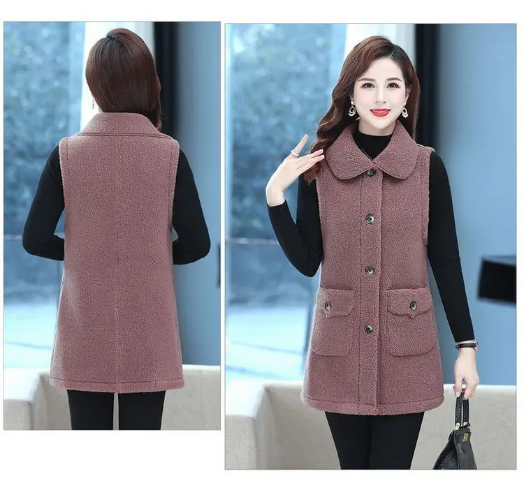 Red Imitation Cashmere Vest for Women Middle Age — feature 16