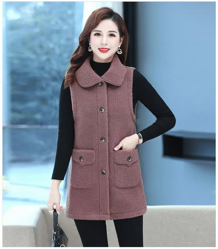 Red Imitation Cashmere Vest for Women Middle Age — feature 17