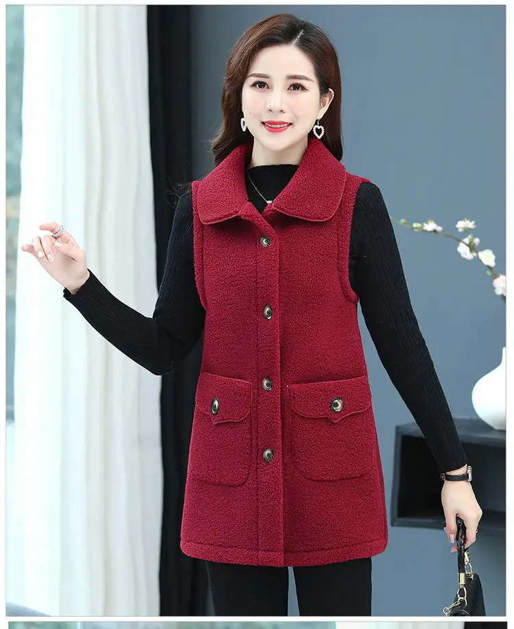 Red Imitation Cashmere Vest for Women Middle Age — feature 20