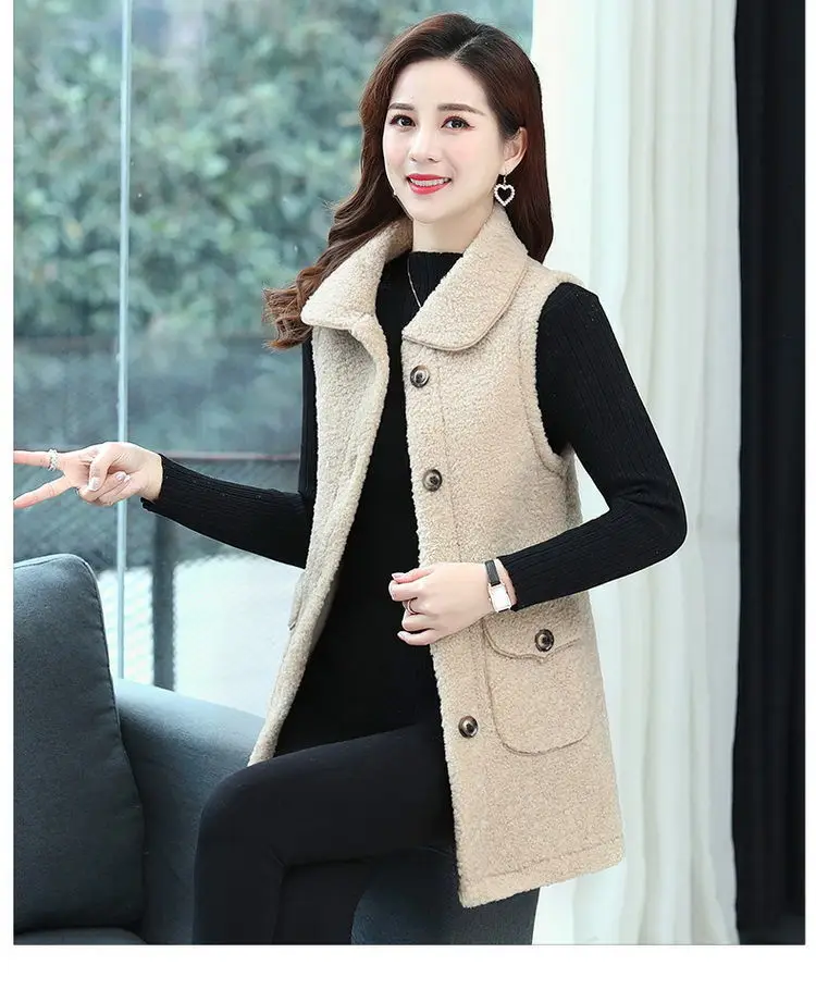 Red Imitation Cashmere Vest for Women Middle Age — feature 21