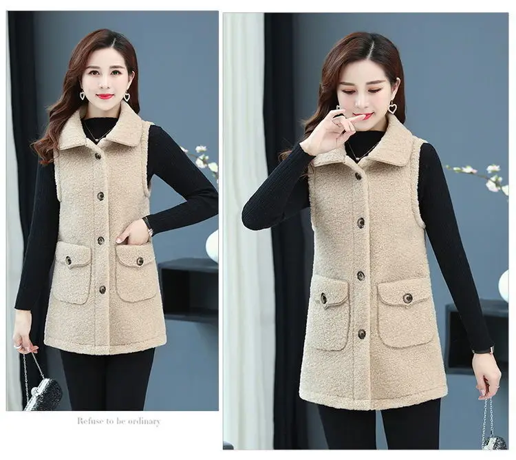 Red Imitation Cashmere Vest for Women Middle Age — feature 22