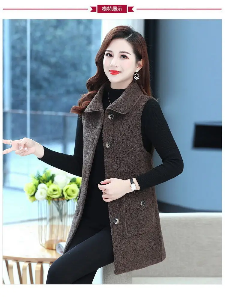 Red Imitation Cashmere Vest for Women Middle Age — feature 9