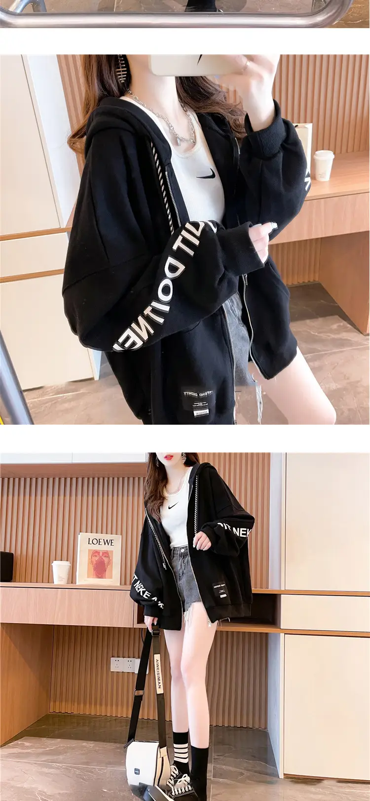Women Loose Fit Cardigan Jacket Black Plus Size 2024 — feature 10