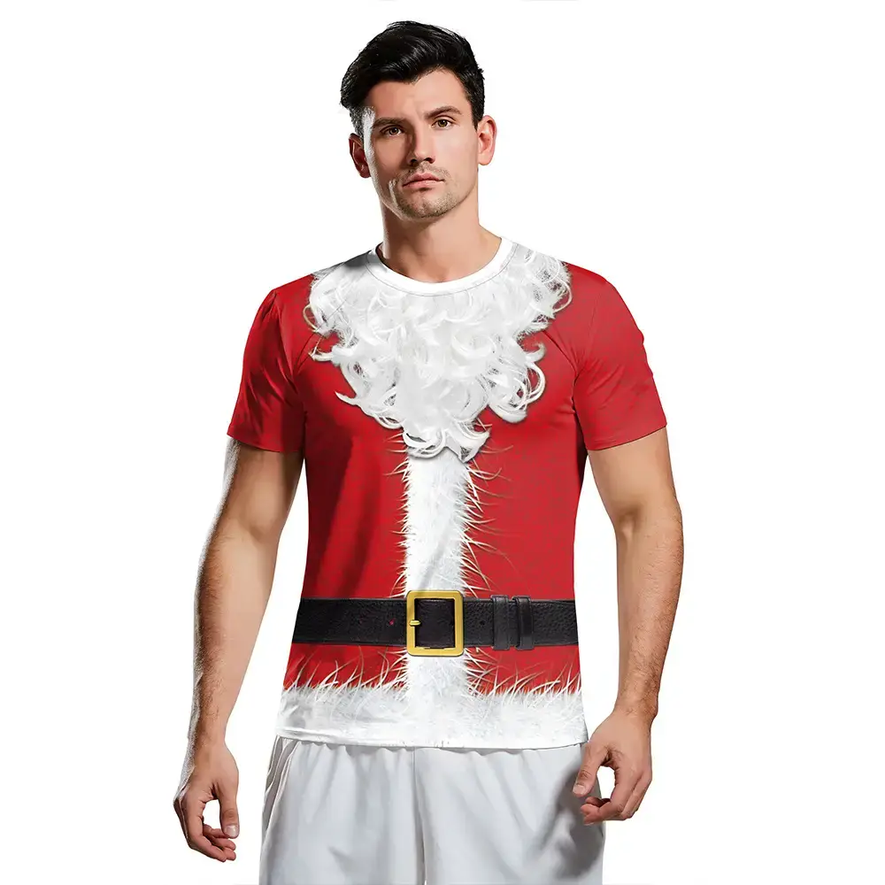 Saint Digital Print Red T-Shirt with Belt - Image 3