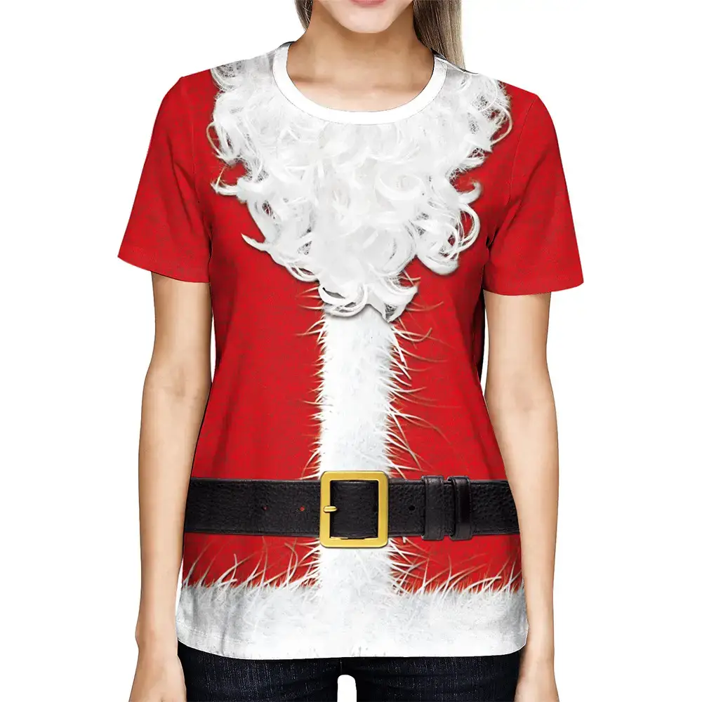 Saint Digital Print Red T-Shirt with Belt - Image 4