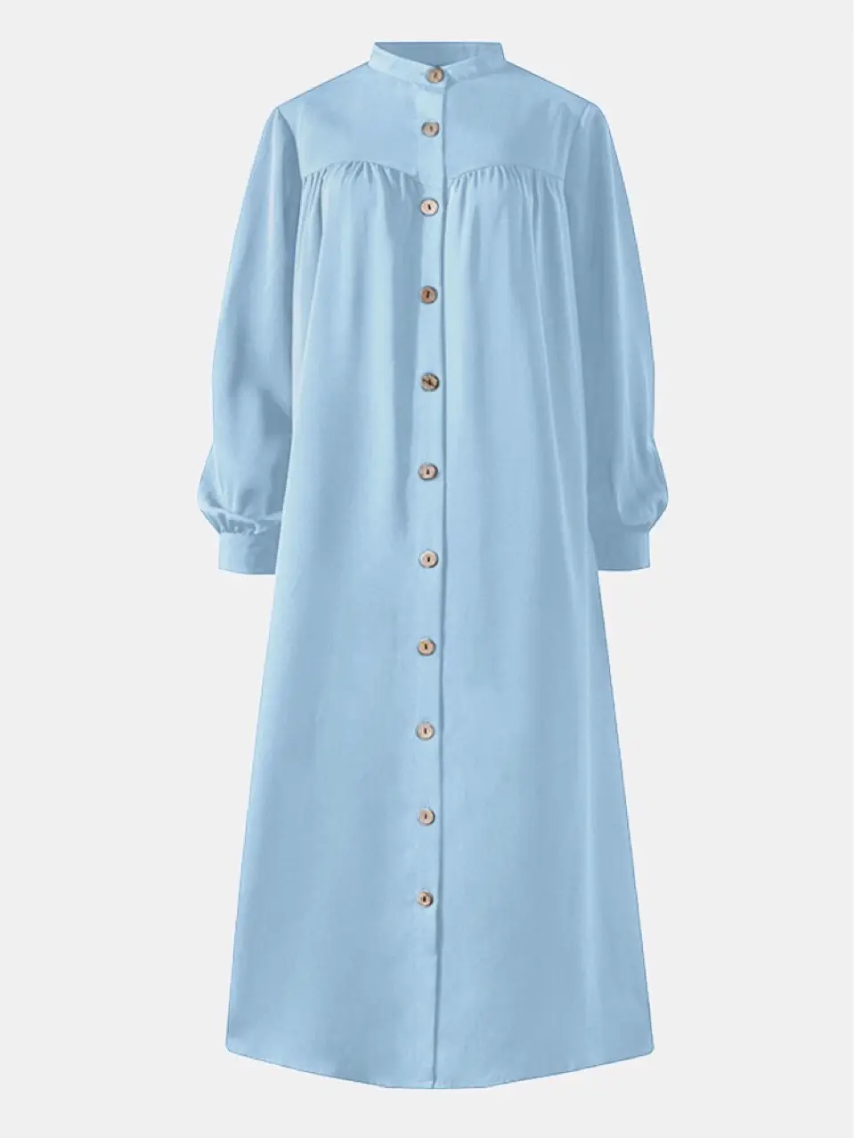 Green Button Front Long Sleeve Plus Size Dress — feature 6